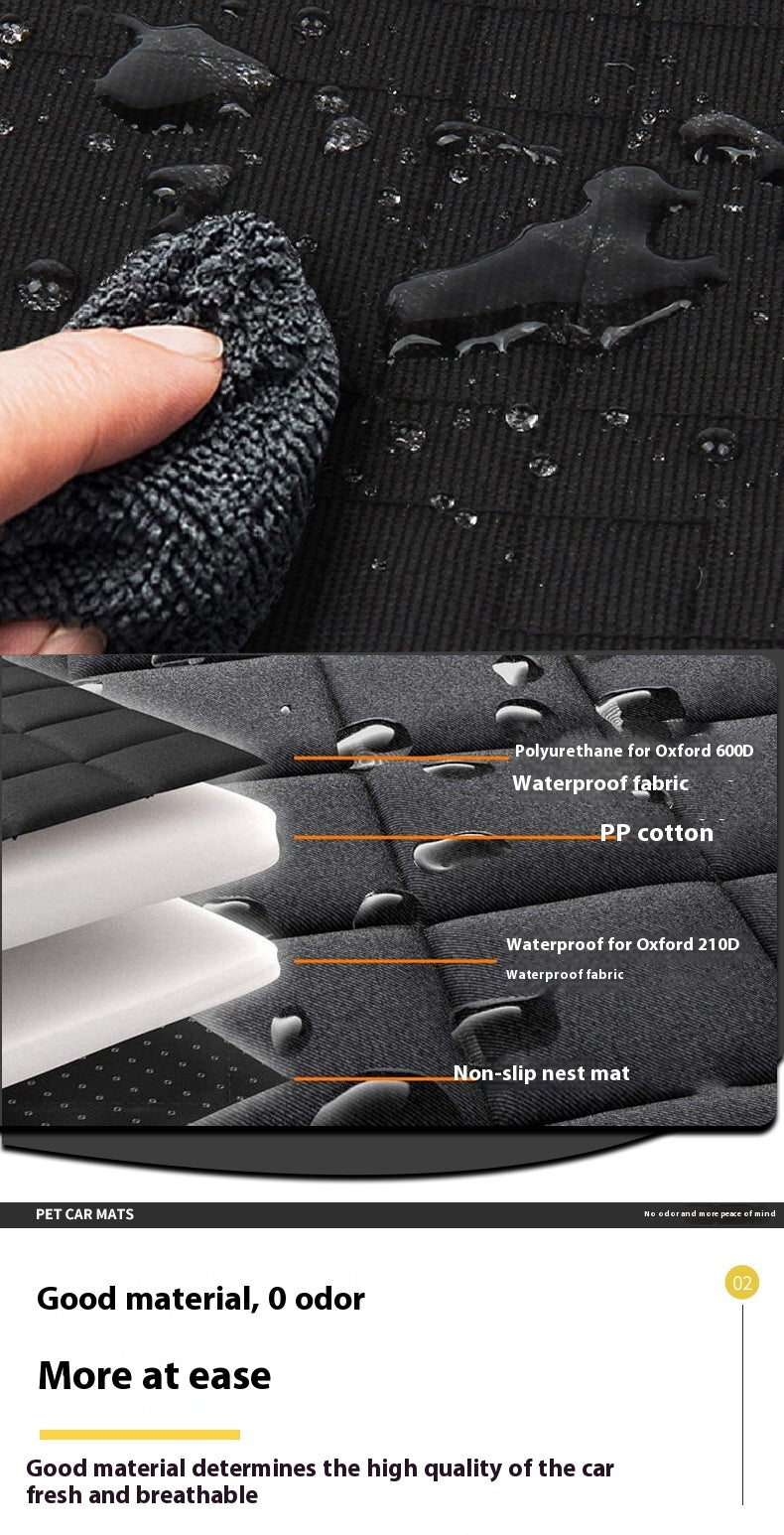 KFX-2282301 Rear Car Dog Bed Mat in Black and Khaki Cotton for Pet Comfort