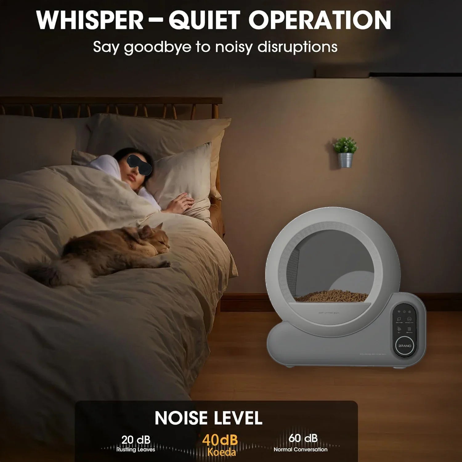 KFX-228307 Automatic Self-Cleaning Cat Litter Box with Smart App Control - 66L Capacity, Odor Control, Easy to Clean