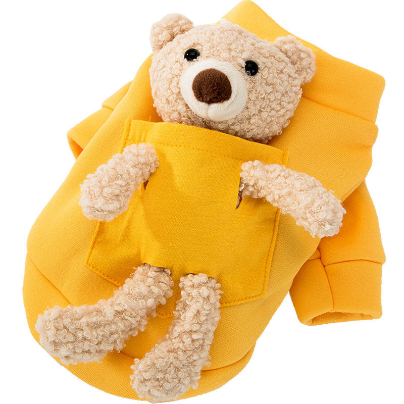 KFX-2321085 Cute Yellow Teddy Bear Sweater for Pets - Soft and Breathable Milk Silk Fabric