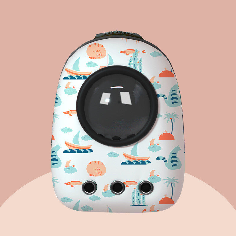 KFX-2333757 Space Capsule Cat Backpack - Medium to Hard, 15 Catty Capacity, Various Landscape Patterns