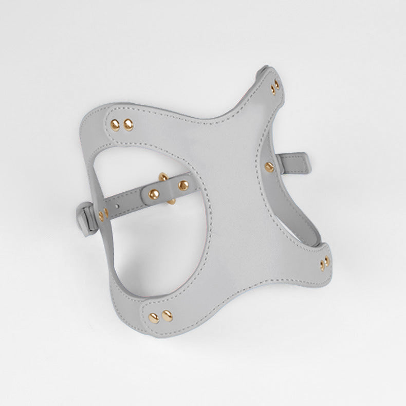 KFX-2363581 Dog and Cat Leather Vest Leash with Adjustable Chest Straps and Traction Rope