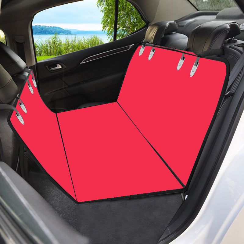 KFX-2446141 Multifunctional Waterproof Pet Car Seat Cushion - Detachable, Available in Red, Black, Blue, and Footprints Design