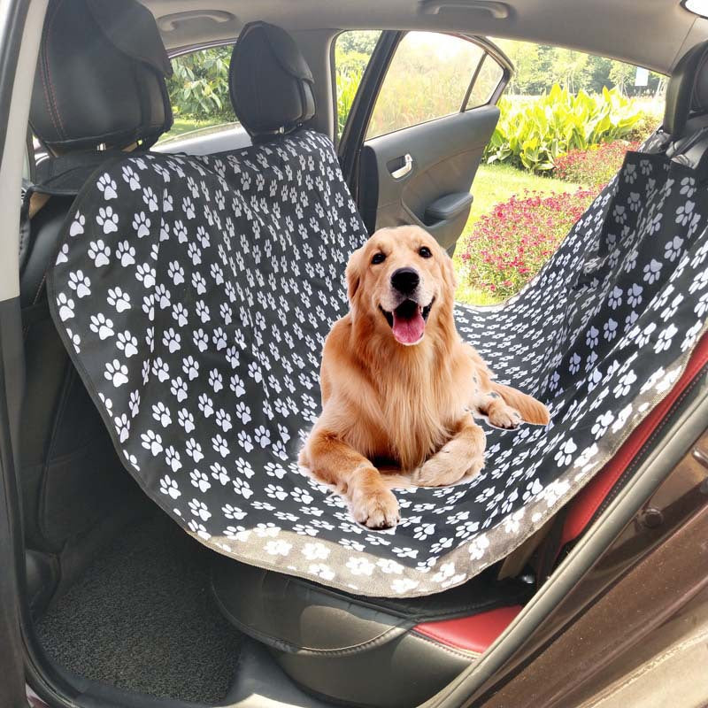 KFX-2446141 Multifunctional Waterproof Pet Car Seat Cushion - Detachable, Available in Red, Black, Blue, and Footprints Design