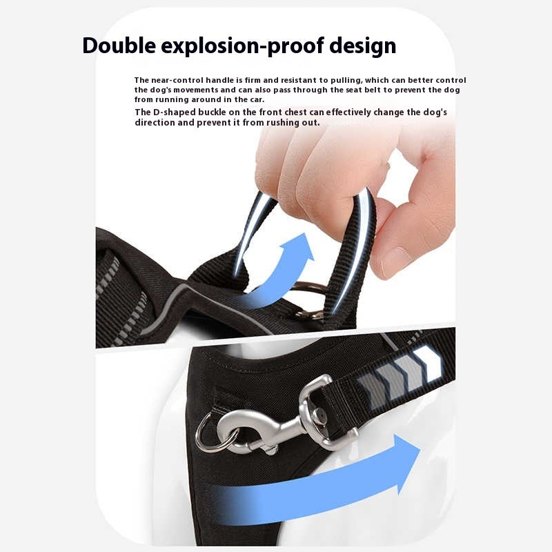 KFX-2461885 Pet Safety Vest with Adjustable Breast Strap and Hand Holding Rope - Available in Purple and Black