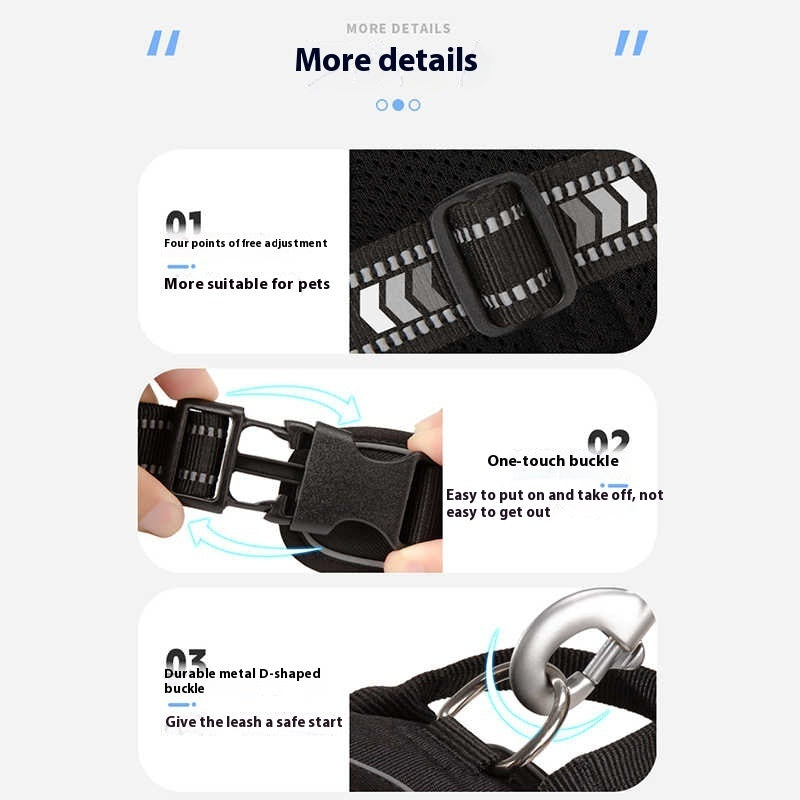 KFX-2461885 Pet Safety Vest with Adjustable Breast Strap and Hand Holding Rope - Available in Purple and Black