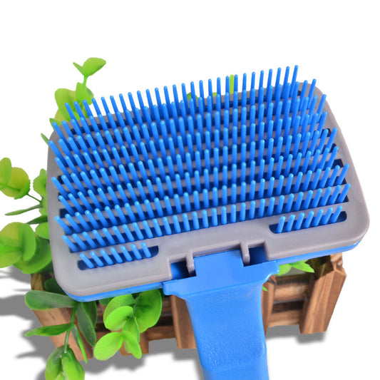 KFX-2523965 Self-Cleaning Pet Brush Comb for Dogs and Cats - Easy to Use Grooming Tool with Comfortable Handle