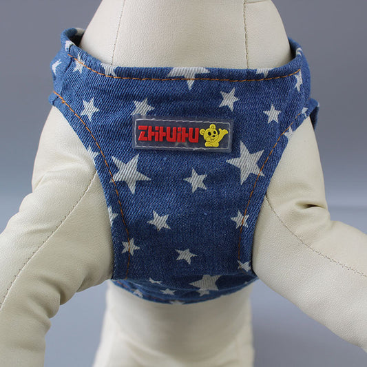 KFX-2527421 Stylish Denim Star Dog Leash for Small to Large Breeds