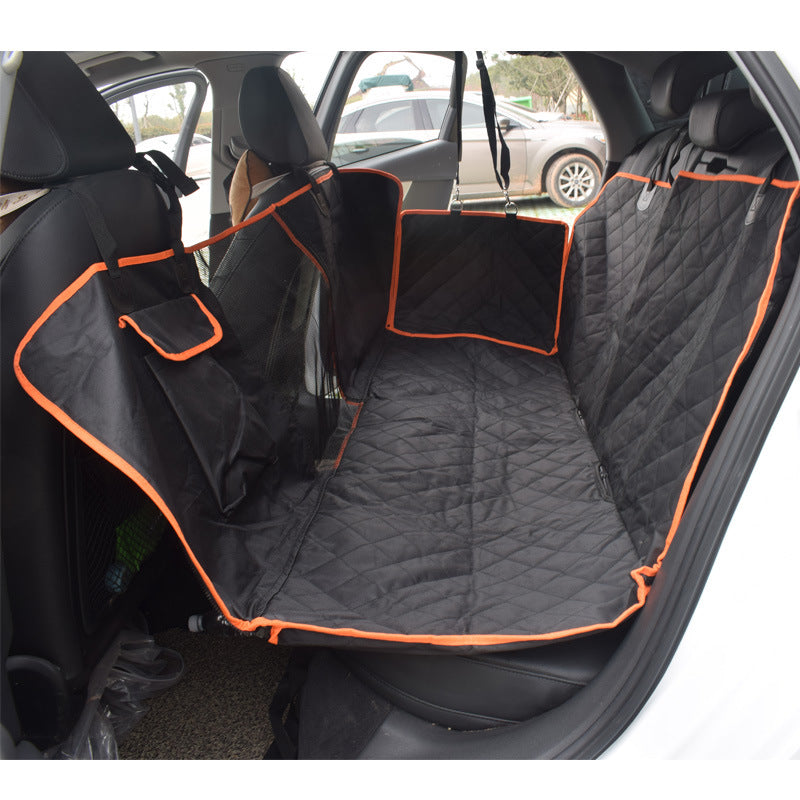 KFX-2535741 Waterproof Black and Orange Edge Pet Car Seat Cover, 147*137*37CM 600D Oxford Cloth
