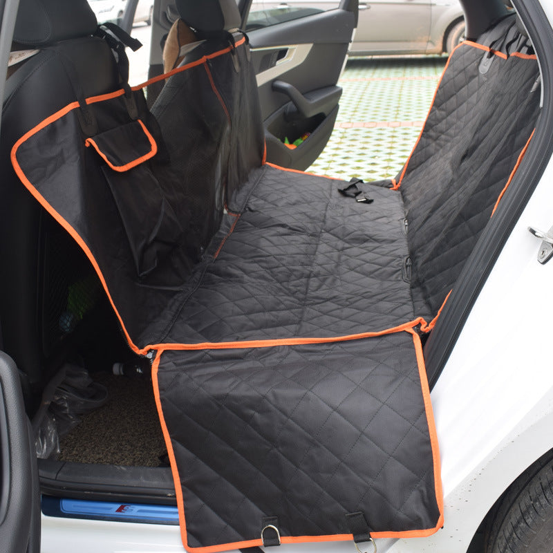 KFX-2535741 Waterproof Black and Orange Edge Pet Car Seat Cover, 147*137*37CM 600D Oxford Cloth