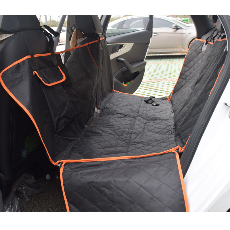 KFX-2535741 Waterproof Black and Orange Edge Pet Car Seat Cover, 147*137*37CM 600D Oxford Cloth
