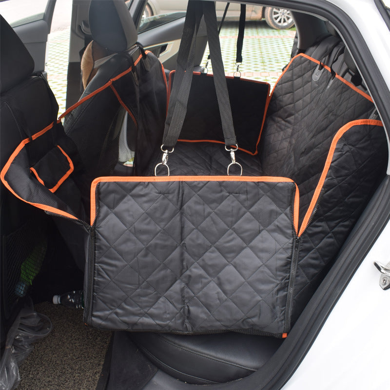 KFX-2535741 Waterproof Black and Orange Edge Pet Car Seat Cover, 147*137*37CM 600D Oxford Cloth