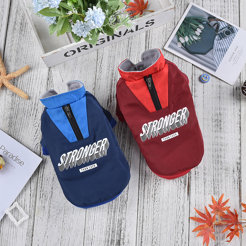 KFX-2544061 V-Shaped Pet Dog Coat for Warmth in Red and Blue - Sizes XS to 3L Available