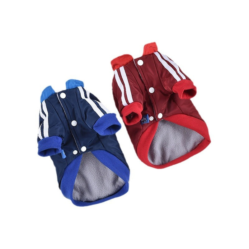 KFX-2544061 V-Shaped Pet Dog Coat for Warmth in Red and Blue - Sizes XS to 3L Available