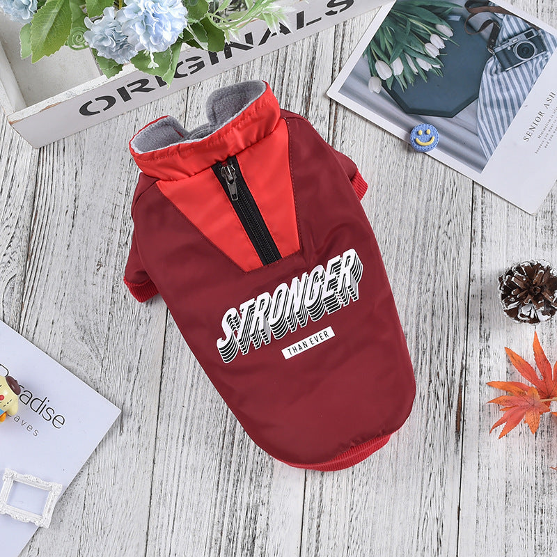 KFX-2544061 V-Shaped Pet Dog Coat for Warmth in Red and Blue - Sizes XS to 3L Available