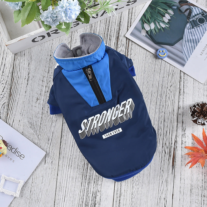 KFX-2544061 V-Shaped Pet Dog Coat for Warmth in Red and Blue - Sizes XS to 3L Available