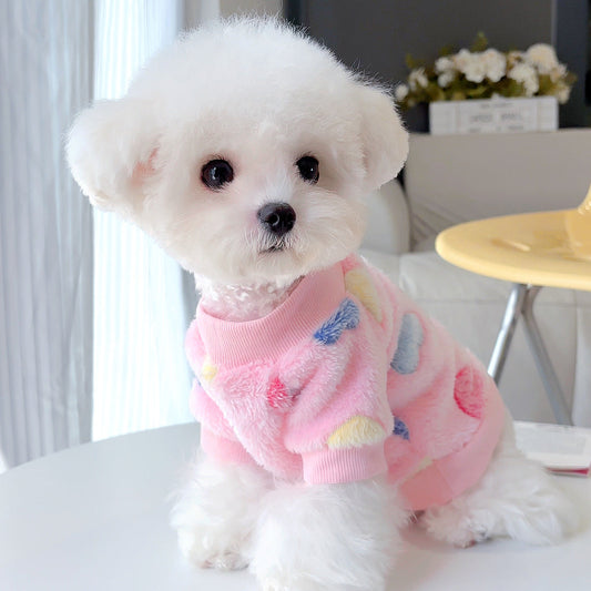 KFX-2550461 Cozy Cotton Flannel Pet Clothing in Pink Love and Blue Paw Print