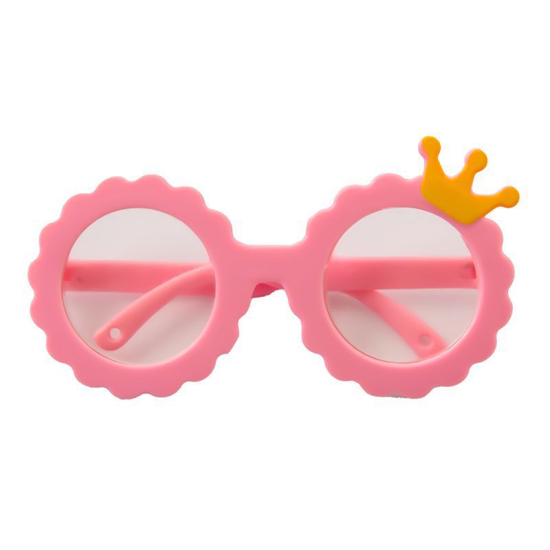 KFX-2585533 Cute Round Frame Sunglasses for Pets - Pink, Black, and Colored Lenses - Full Frame Design
