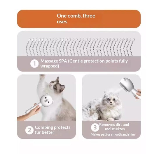 KFX-2589501 Bear Spray Comb Brush - Multifunctional Pet Hair Removal Tool with Steam Cleansing功能