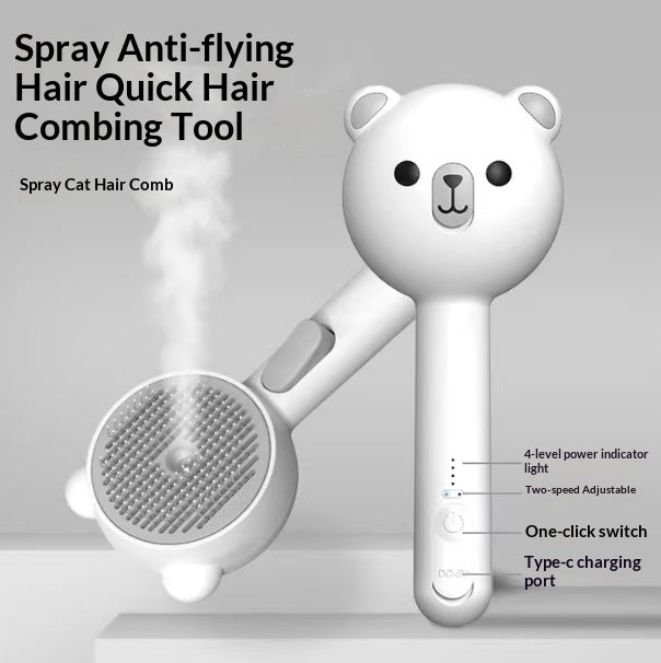 KFX-2589501 Bear Spray Comb Brush - Multifunctional Pet Hair Removal Tool with Steam Cleansing功能