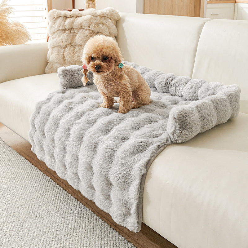 KFX-2601277 Thick Thermal Plush Dog Mat with Non-Slip Base - 75x75cm