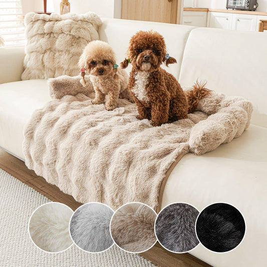 KFX-2601277 Thick Thermal Plush Dog Mat with Non-Slip Base - 75x75cm