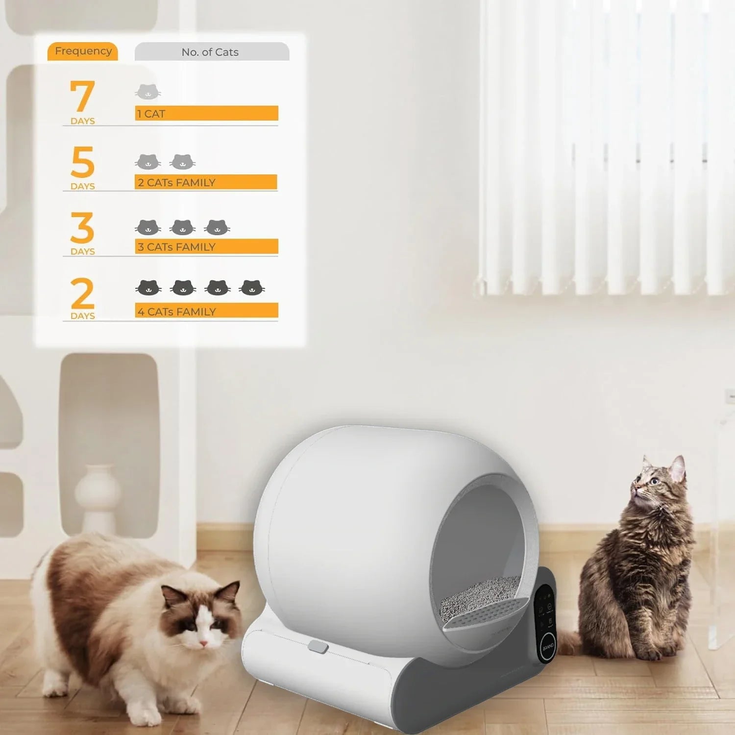 KFX-261075 Smart Odor-Free 70L Cat Litter Box with TUYA App Control and Automatic Cleaning System