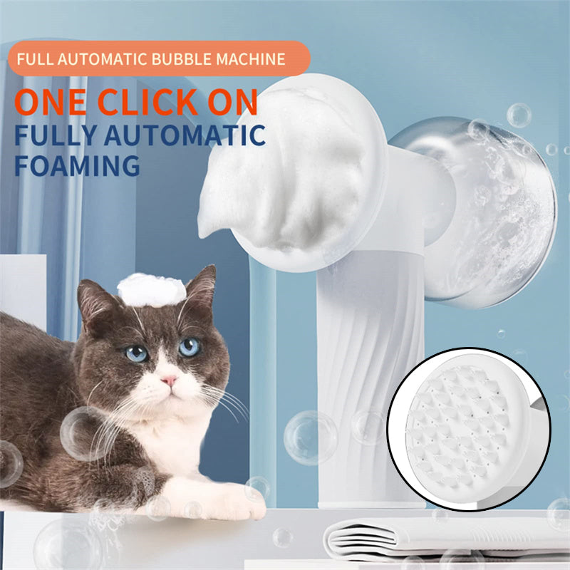 KFX-2753341 Automatic Foaming Silicone Pet Bath Brush with Soap Dispenser for Dogs and Cats