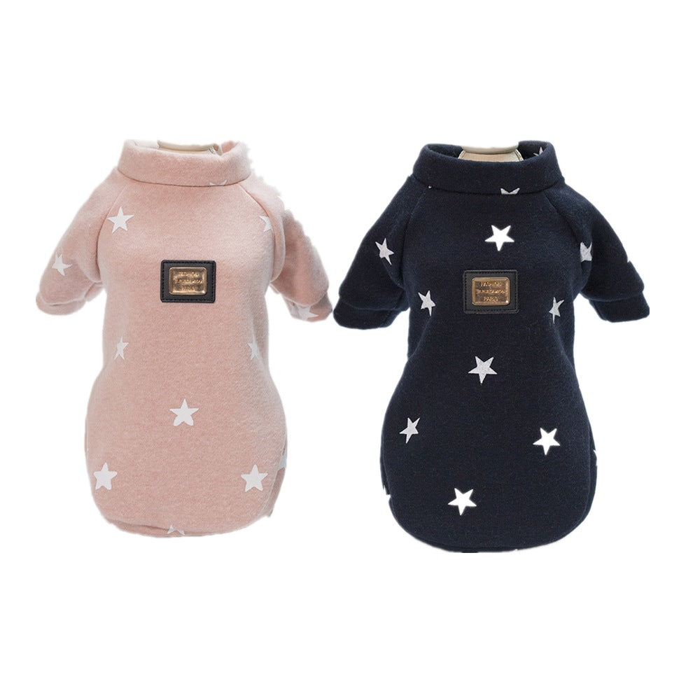KFX-2779837 Cozy Cotton Star-Patterned Sweater for Pets in Pink and Navy Blue