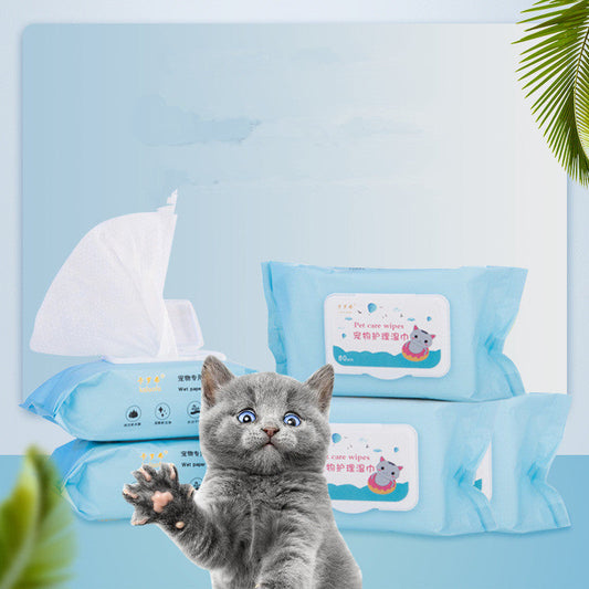 KFX-2851645 Pet Ear Cleaning Wipes for Dogs and Cats - Tear Stain Remover, Thickened Pearl Spunlace Cloth, 24 Bags/Carton