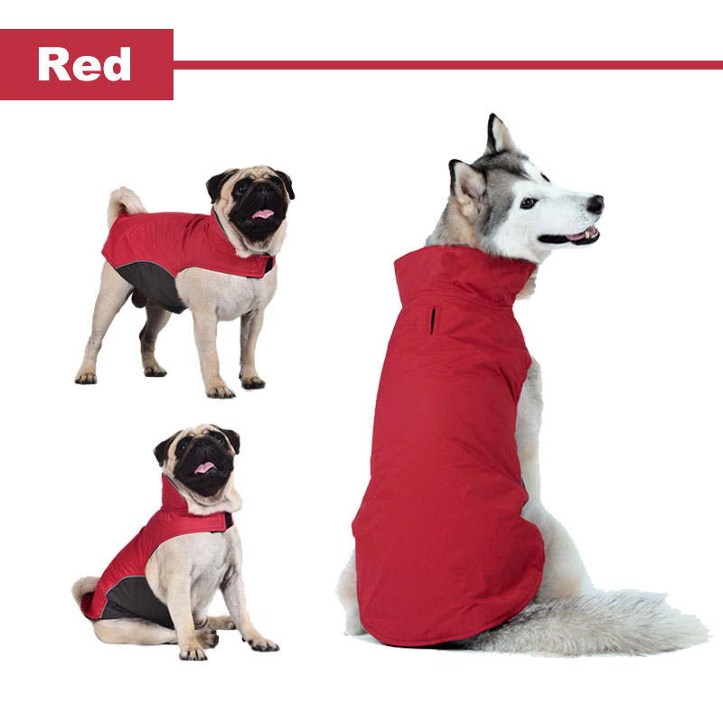 KFX-2932541 Cozy Vest Jacket for Medium and Large Dogs - Warm Cloth Pet Apparel in Red and Dark Blue
