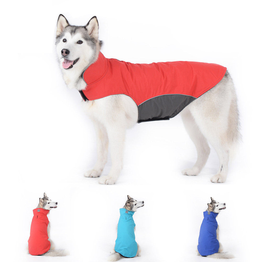 KFX-2932541 Cozy Vest Jacket for Medium and Large Dogs - Warm Cloth Pet Apparel in Red and Dark Blue