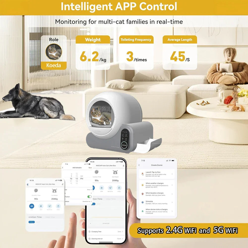 KFX-293843 Smart Automatic Cat Litter Box, 70L Ultra Capacity with App Control, Odor Control, Easy to Clean, Eco-Friendly Design