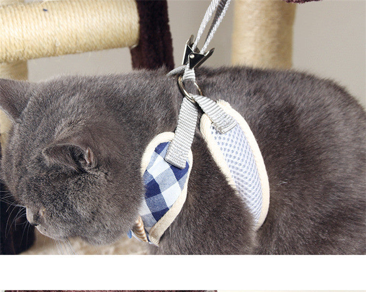 KFX-2986173 Adjustable Cat Harness with Leash – Available in Pink, Blue, Beige, and Gray Options