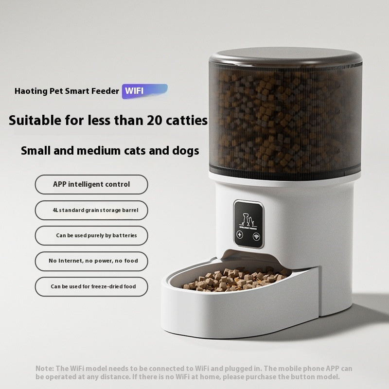 KFX-3152573 Automatic Pet Feeder with 4L Capacity - Smart WIFI and Basic Style Options in White and Black