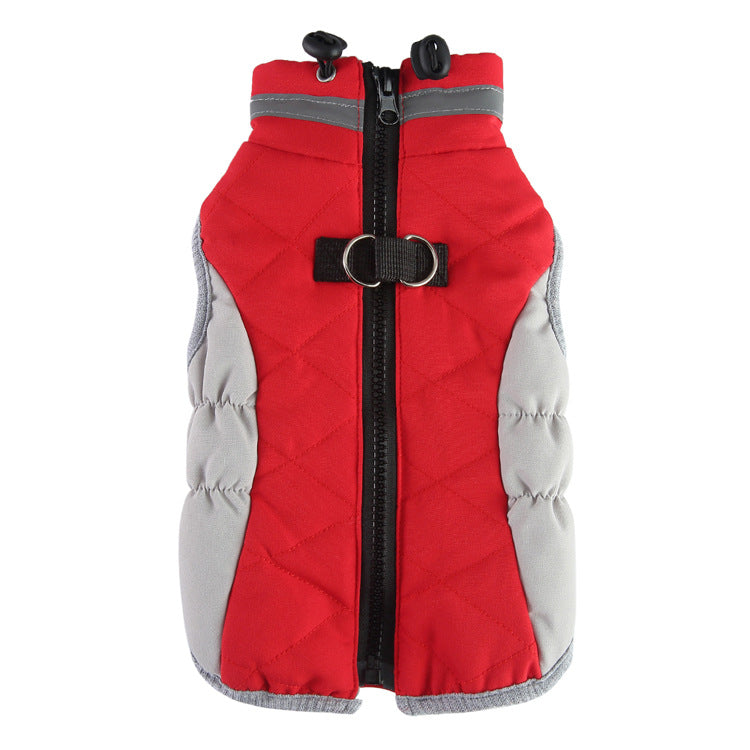 KFX-3161917 Warm Cotton Padded Dog Coat with Hauling Rope for Winter Weather