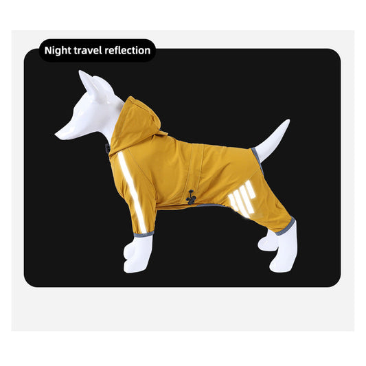 KFX-3260221 Four-Legged Waterproof Raincoat for Small Dogs and Cats, Stylish Pet Outing Clothing