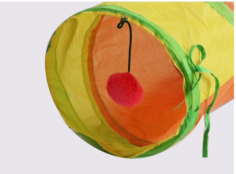 KFX-3369661 Rainbow S-shaped Collapsible Cat Tunnel - Eco-friendly Durable Fabric, Foldable Cat Toy