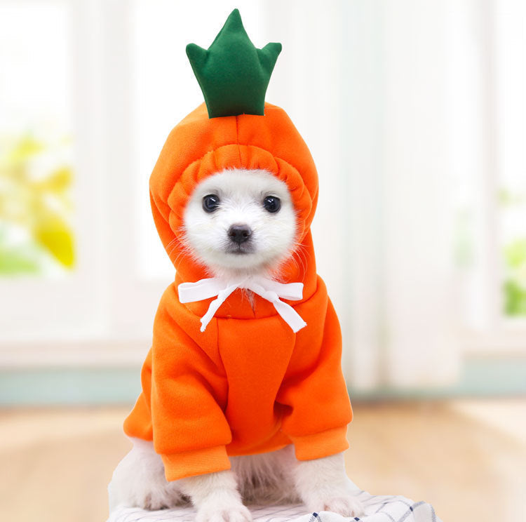 KFX-3381181 Cute Fruit-Themed Hoodies for Small Dogs - Winter Fleece Pet Clothing for Puppies and Kittens