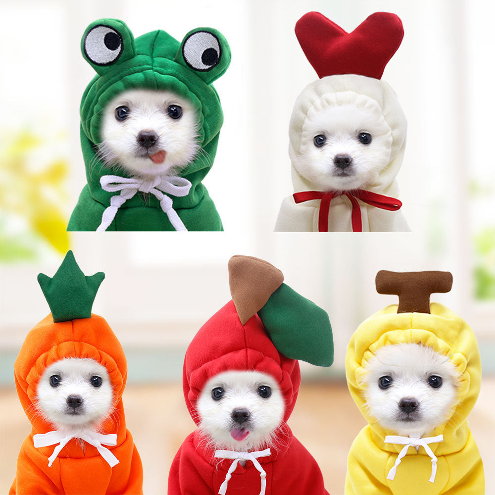 KFX-3381181 Cute Fruit-Themed Hoodies for Small Dogs - Winter Fleece Pet Clothing for Puppies and Kittens
