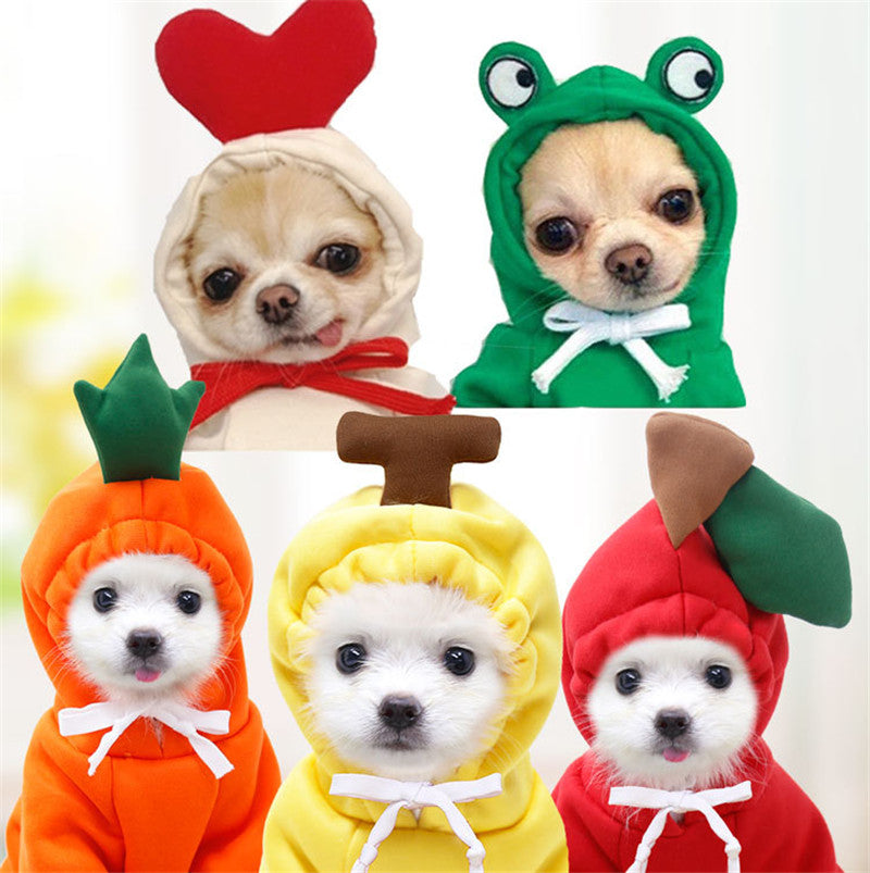KFX-3381181 Cute Fruit-Themed Hoodies for Small Dogs - Winter Fleece Pet Clothing for Puppies and Kittens