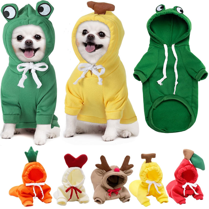 KFX-3381181 Cute Fruit-Themed Hoodies for Small Dogs - Winter Fleece Pet Clothing for Puppies and Kittens
