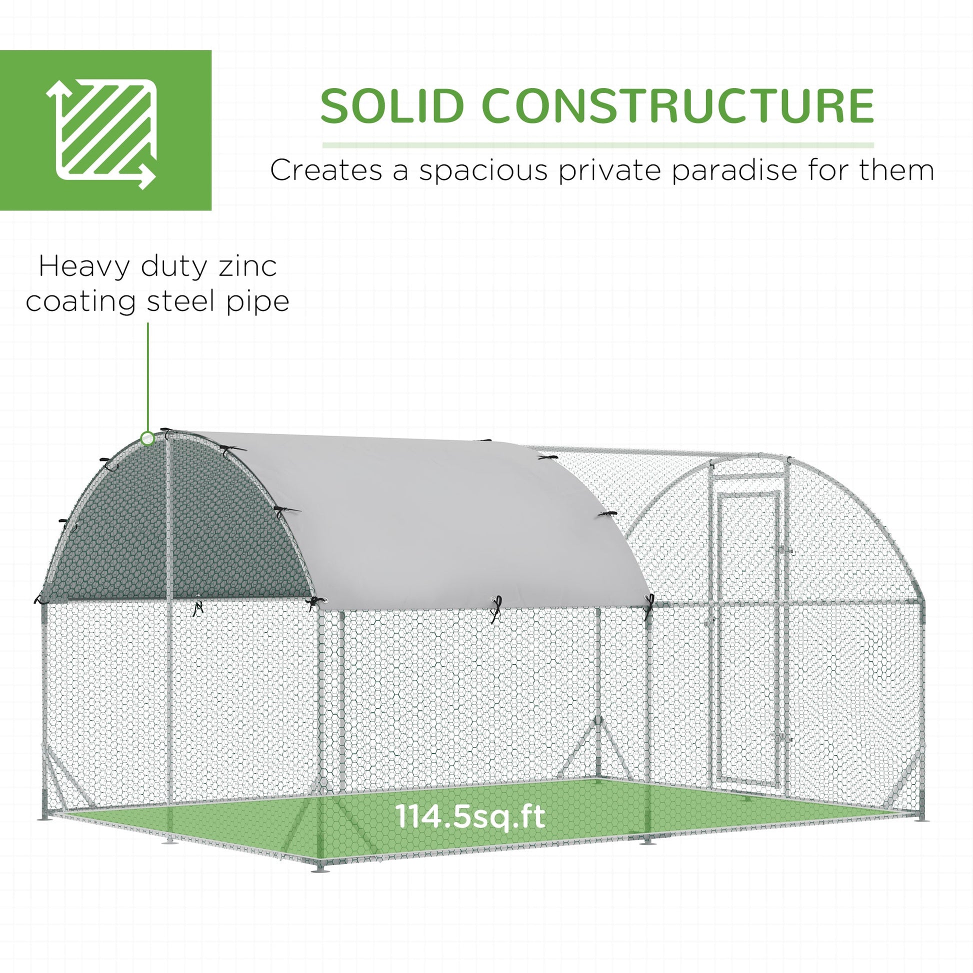 KFX-3428029 Extra-Large Chicken Coop with Waterproof Roof and UV Protection - Secure Run for Poultry and Small Animals