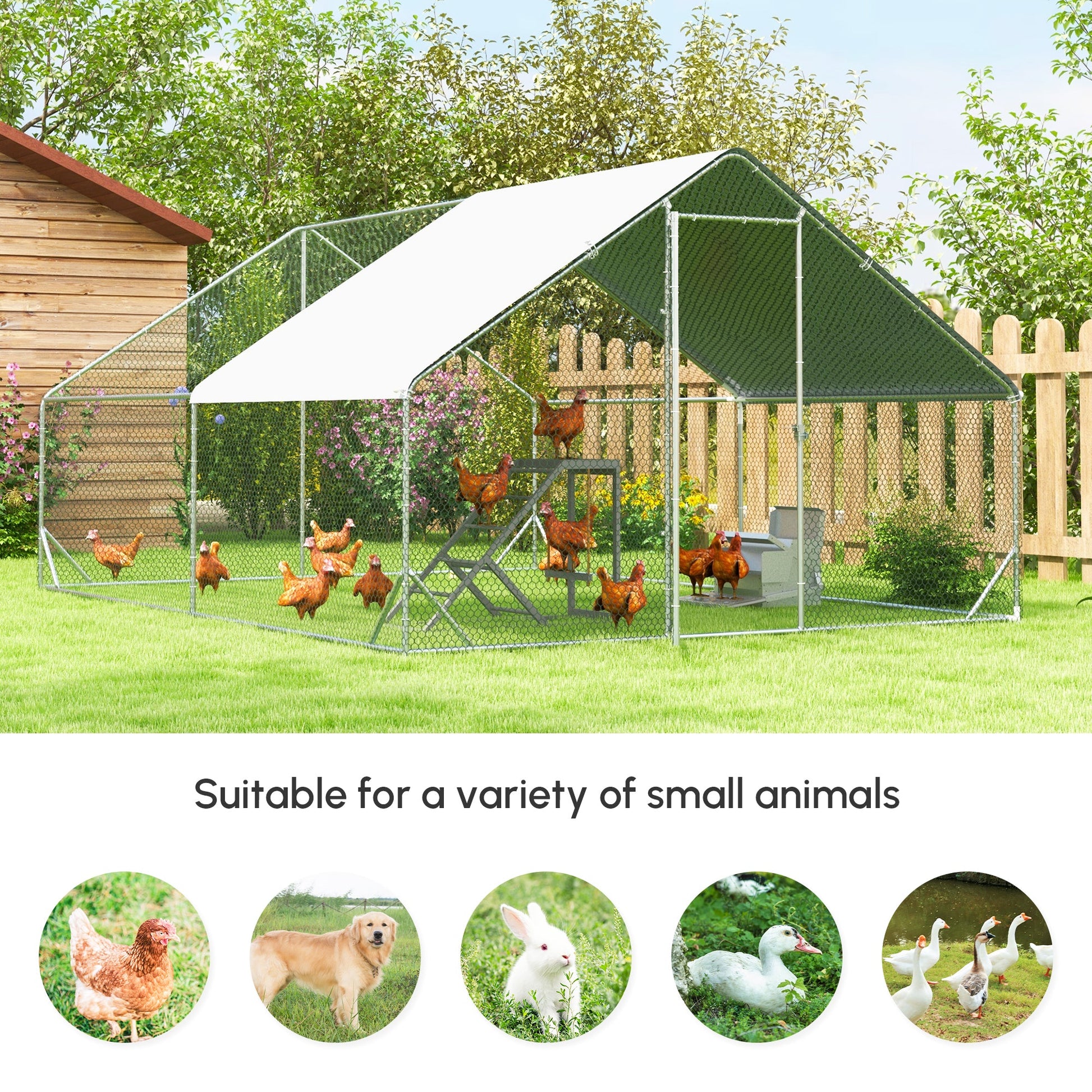 KFX-3428029 Extra-Large Chicken Coop with Waterproof Roof and UV Protection - Secure Run for Poultry and Small Animals