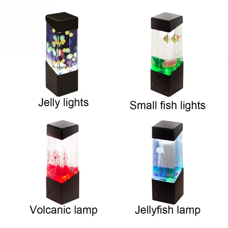 KFX-3575997 Colorful LED Jellyfish Night Light with Volcanic Eruption Effect and Water Tank