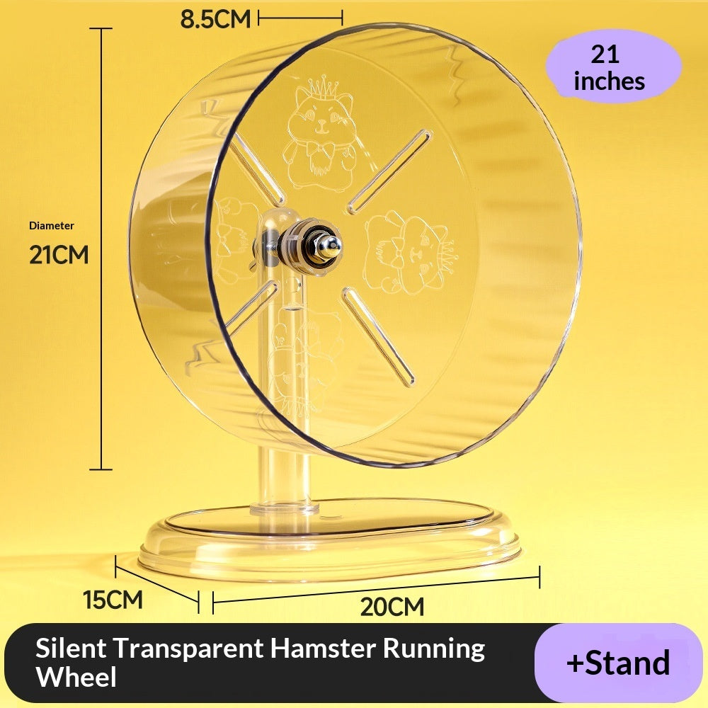 KFX-3599037 Silent Large-Sized Hamster Running Wheel with Transparent Support - 24cm Wide Surface