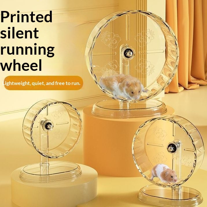 KFX-3599037 Silent Large-Sized Hamster Running Wheel with Transparent Support - 24cm Wide Surface