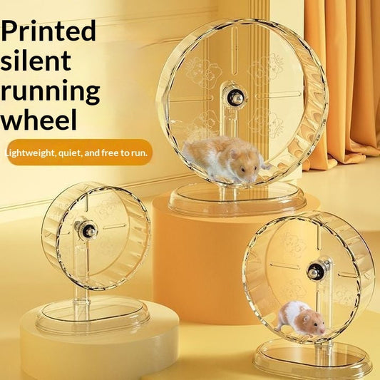 KFX-3599037 Silent Large-Sized Hamster Running Wheel with Transparent Support - 24cm Wide Surface