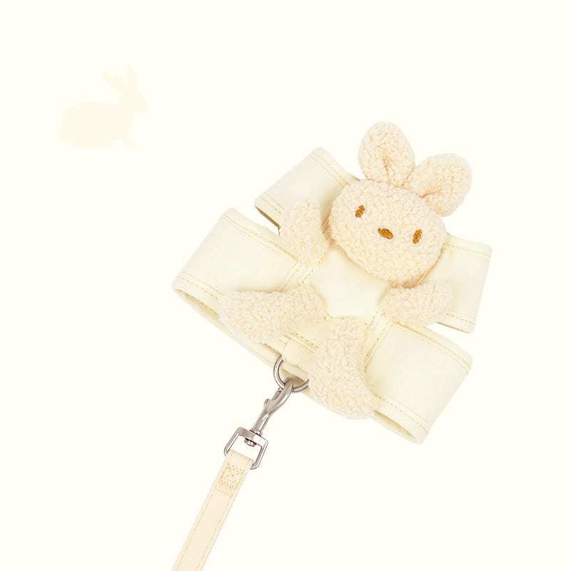 KFX-3603517 Vest-Style Cat and Dog Harness and Leash Set in Purple, Pink, and Off White - Suitable for Pets 3-12 Pounds