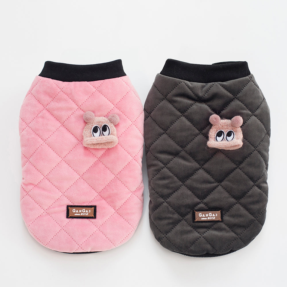 KFX-3620669 Plaid Cotton Jacket for Small Dogs in Black and Pink for Autumn and Winter