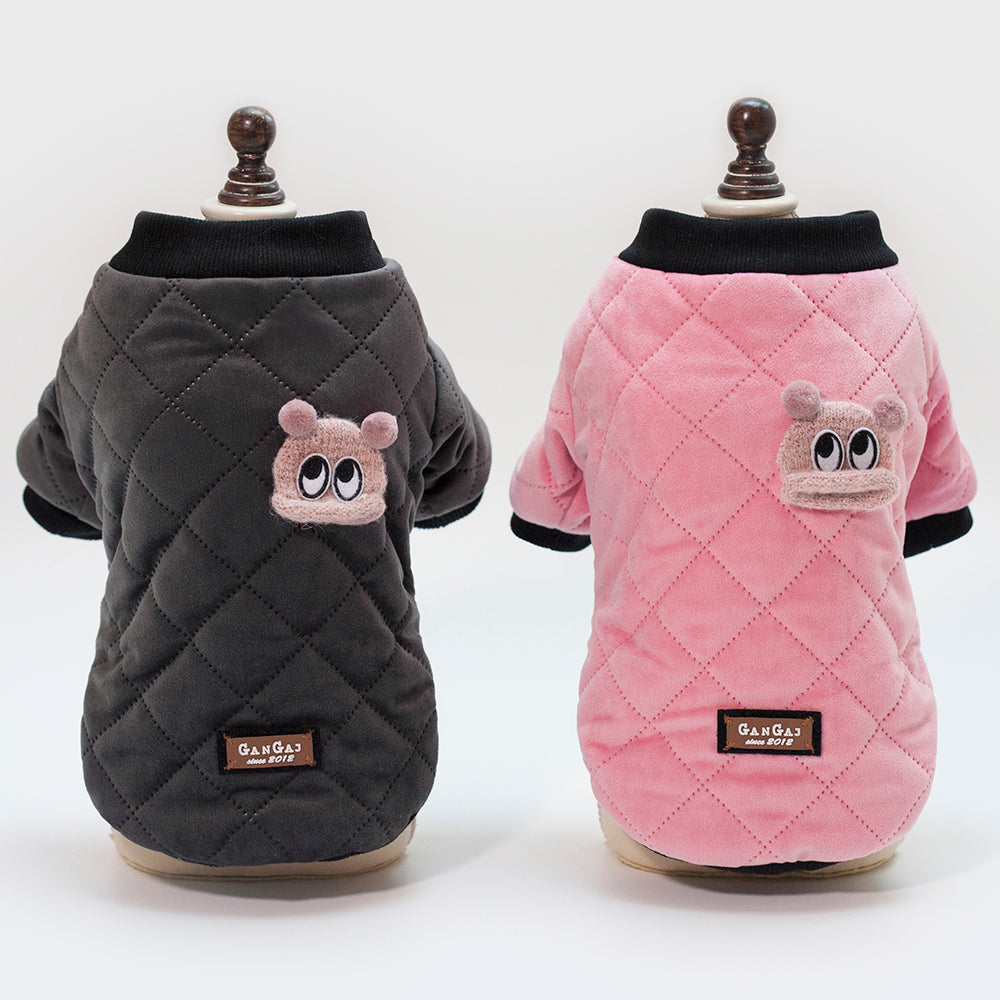KFX-3620669 Plaid Cotton Jacket for Small Dogs in Black and Pink for Autumn and Winter